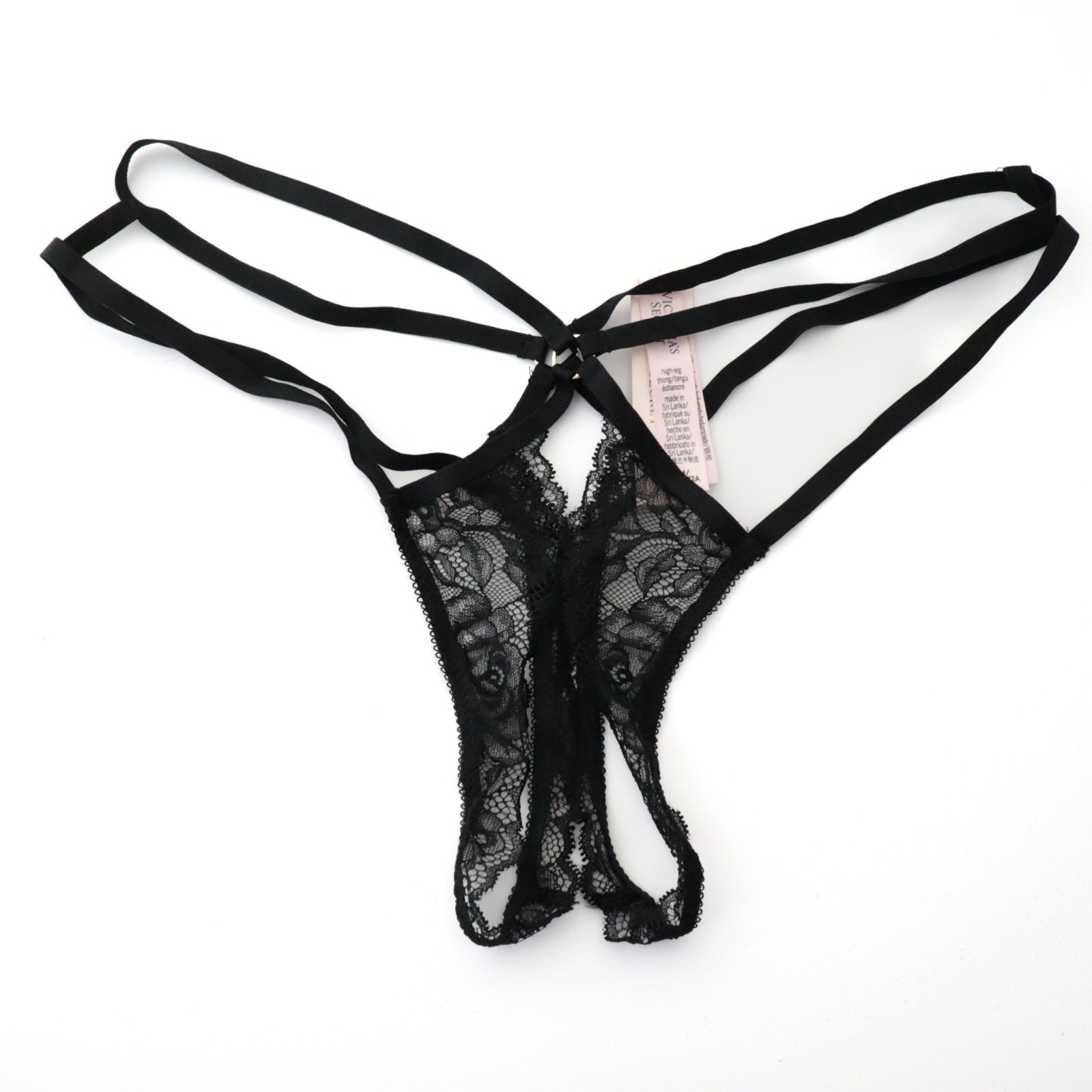 Victoria’s Secret Very Sexy Rose Lace Open Bottom High Leg Thong Panty MEDIUM