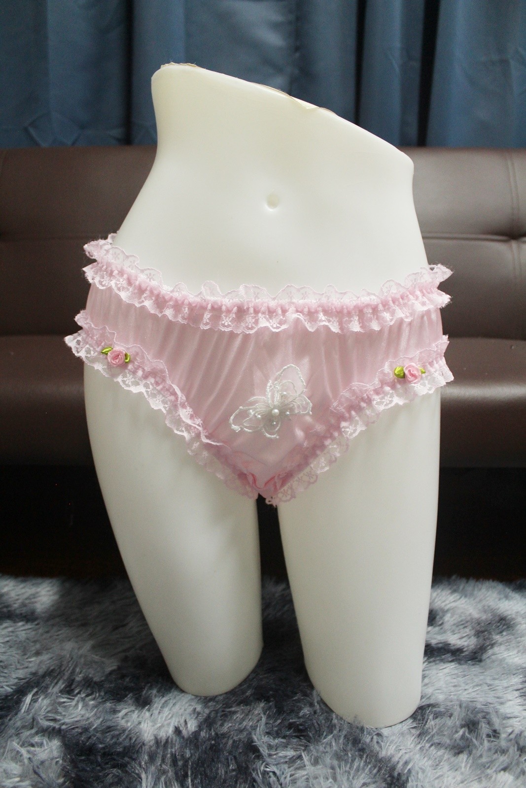 #A350 2XL/ElasticW.24-44″ Vintage Style Pink Nylon Bikini Panties Knickers