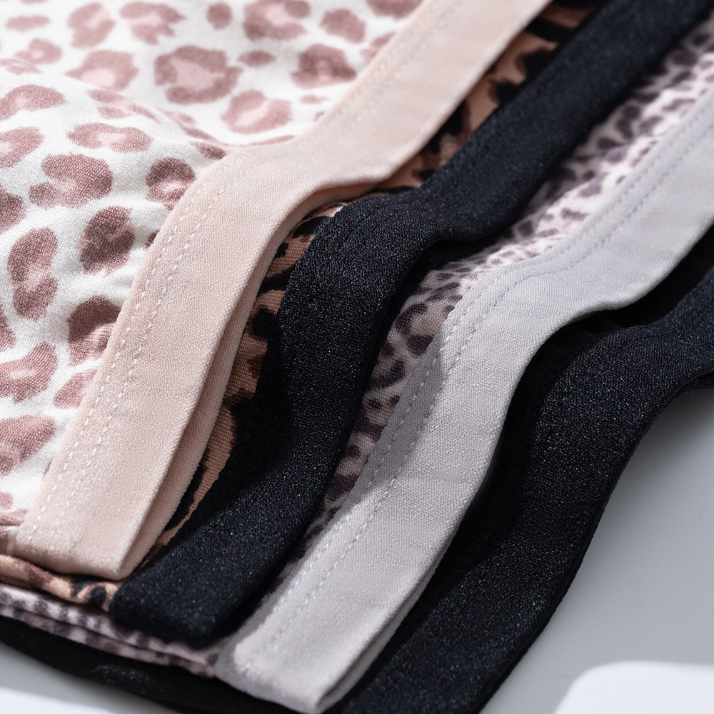 4 Pack Lace Leopard Print Boyshorts Sexy Breathable Animal Print Floral Panties