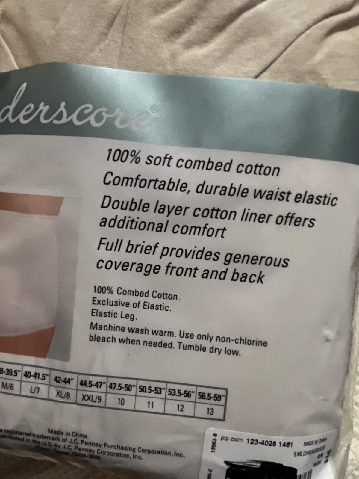 JC Penny Underscore 3 Pairs Natural Cotton Briefs Panties NOS Size 6/M
