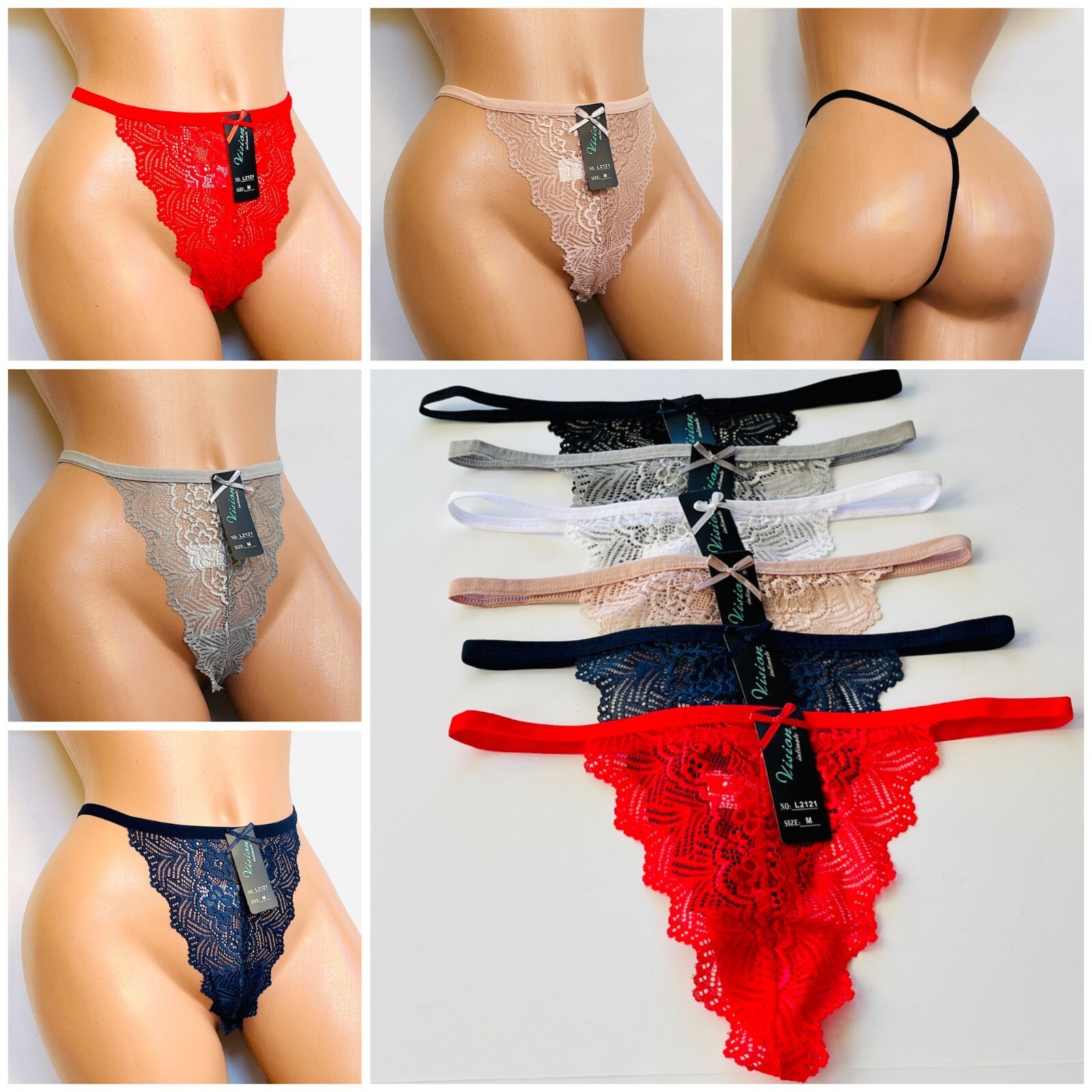 6-12 Women Lace Thongs G-string Brief Lingerie Underwear Panties T-Back 21 S-4XL
