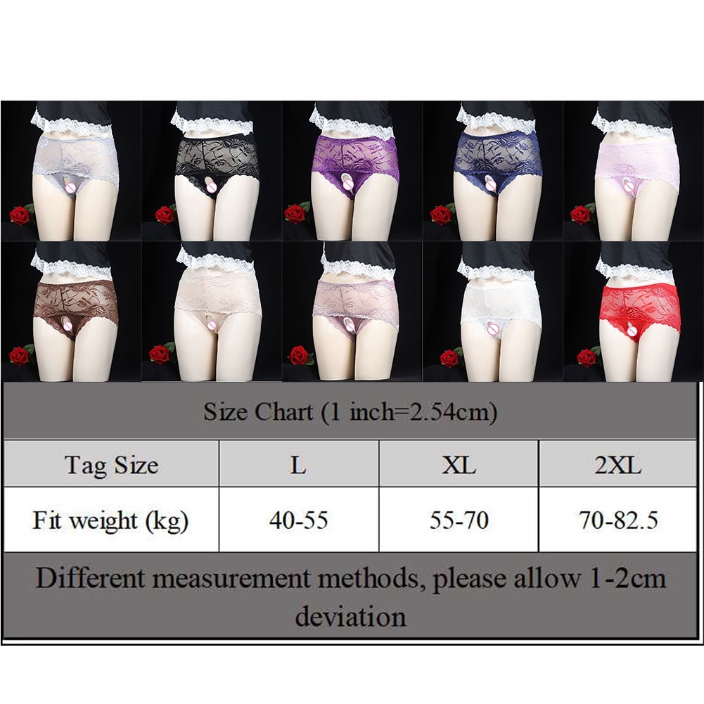 Mesh Lace Crotchless Panties for Women in Large Size Variety of Colors