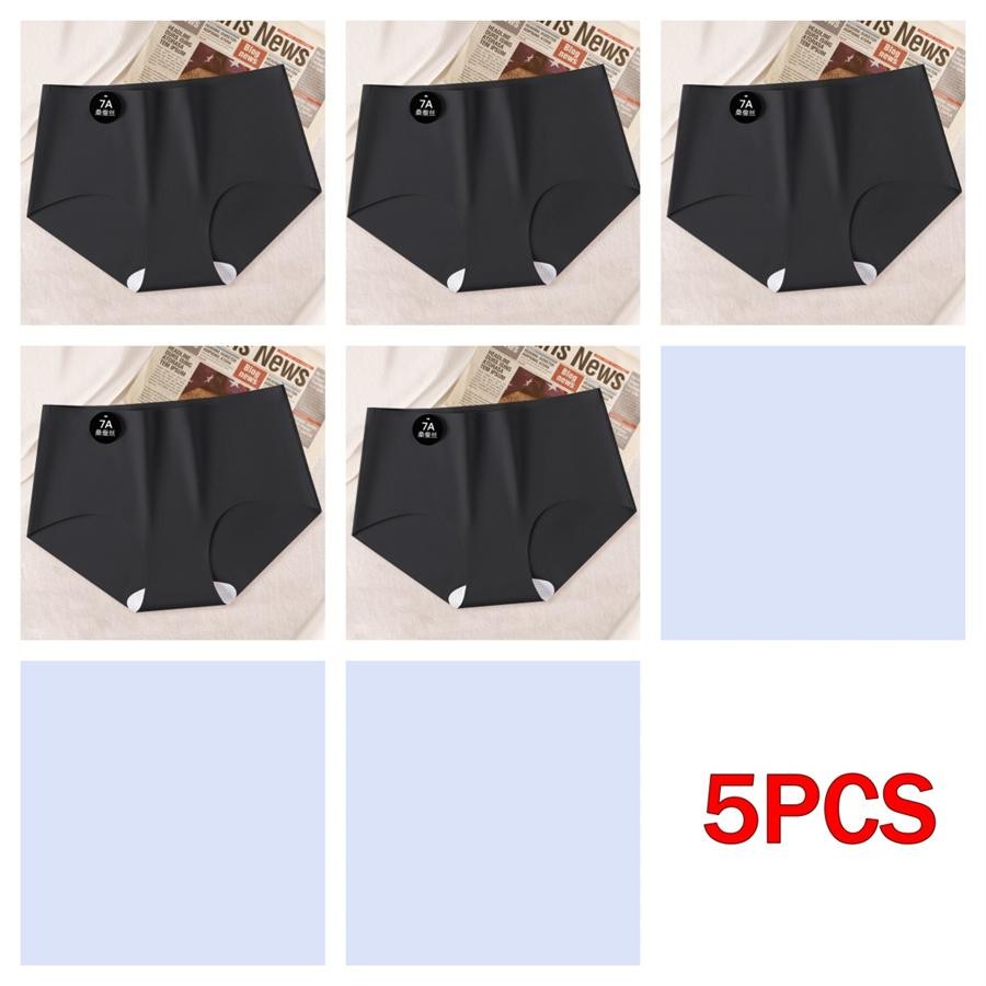 5PCS Women Seamless Silk Panties Invisible Ultra Thin High Elastic Briefs Set So