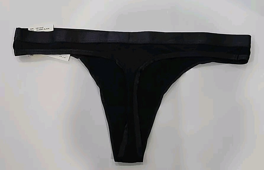 Jenni No Show Thong Underwear Panties Classic Black NEW Size Medium 95% Cotton