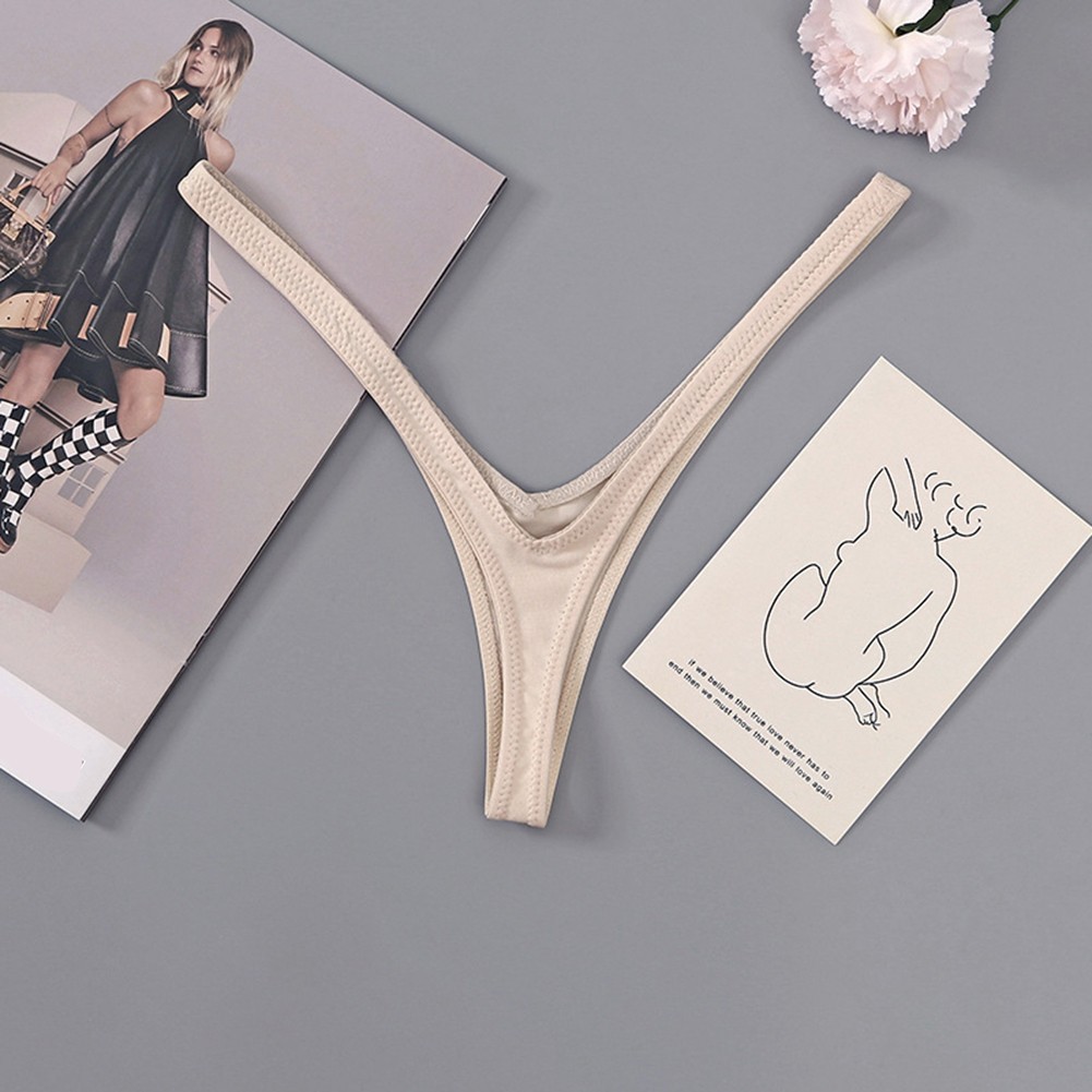Deep V Cotton Thong Panties for Women with Thin Straps and Medium Elasticity
