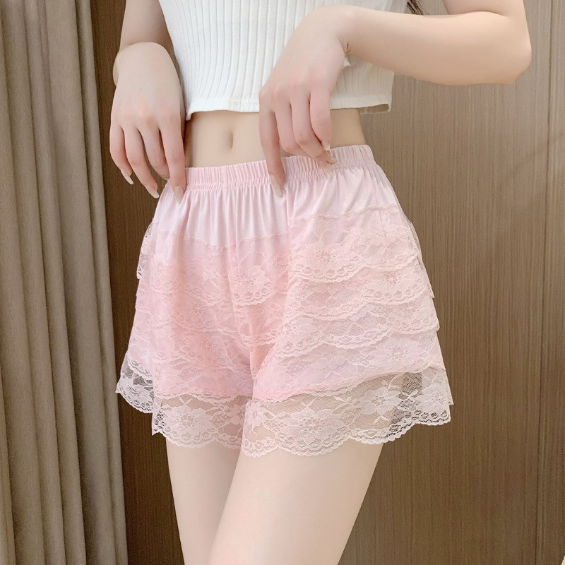 Lady Floral Underpants Lace Ruffle Layered Tiered Shorts Knickers Panties Summer