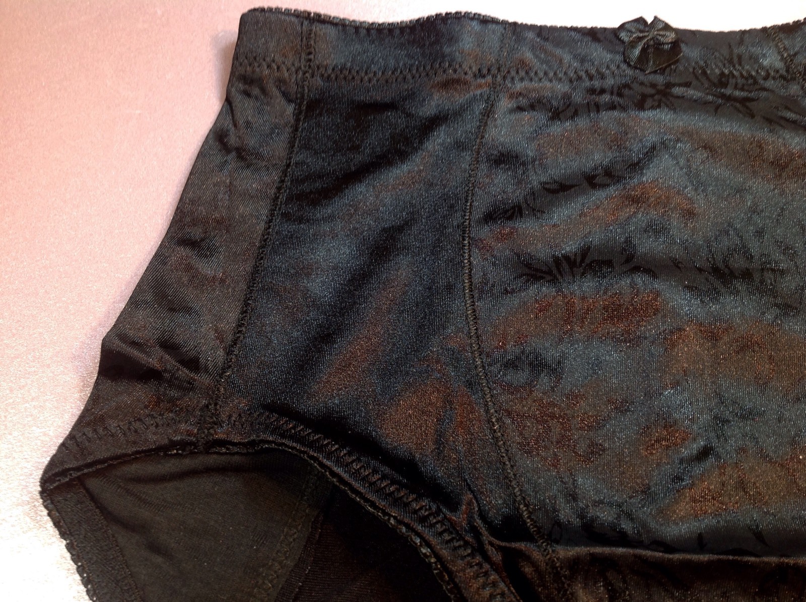 Women Panties,Briefs”Eva Cervantes”Size M. Black Soft shiny Satin W/decoration