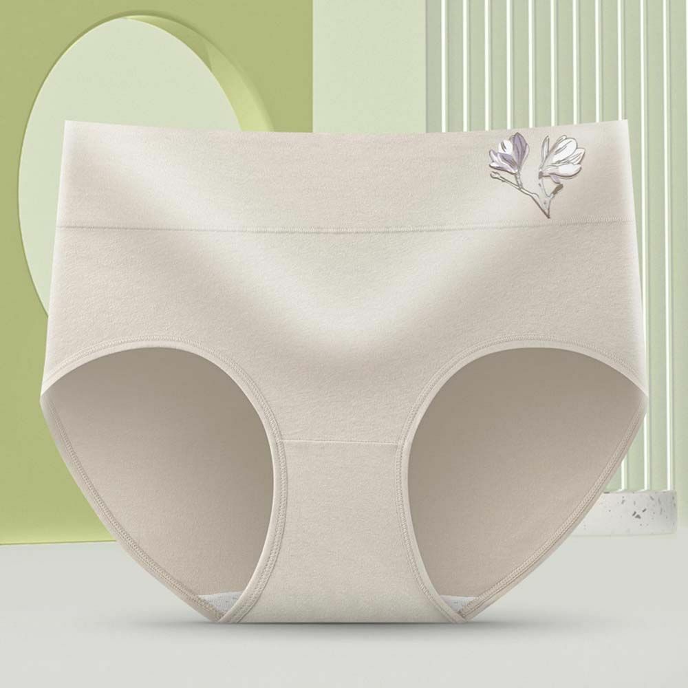 Flower Hip-lifting Solid Color Shaping Briefs Cotton Women Panties Underwear
