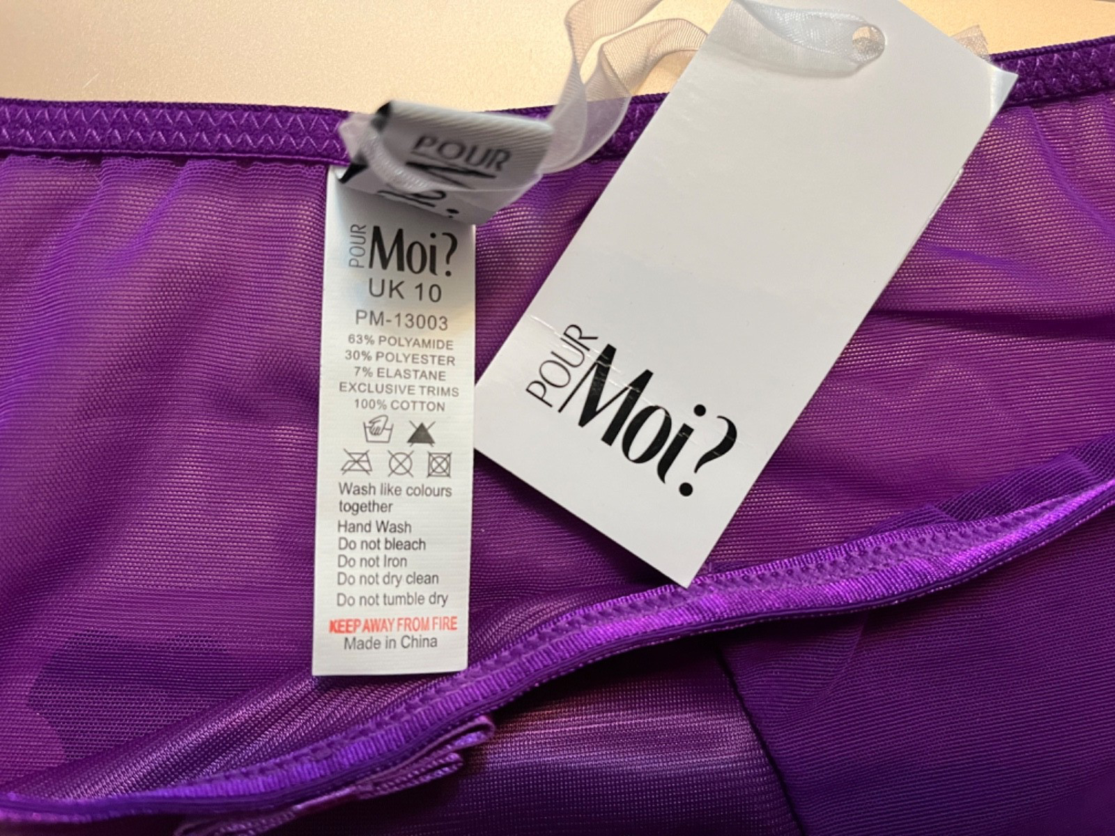 Pour Moi Ultramarine Purple Viva Short Knicker Uk Size 10