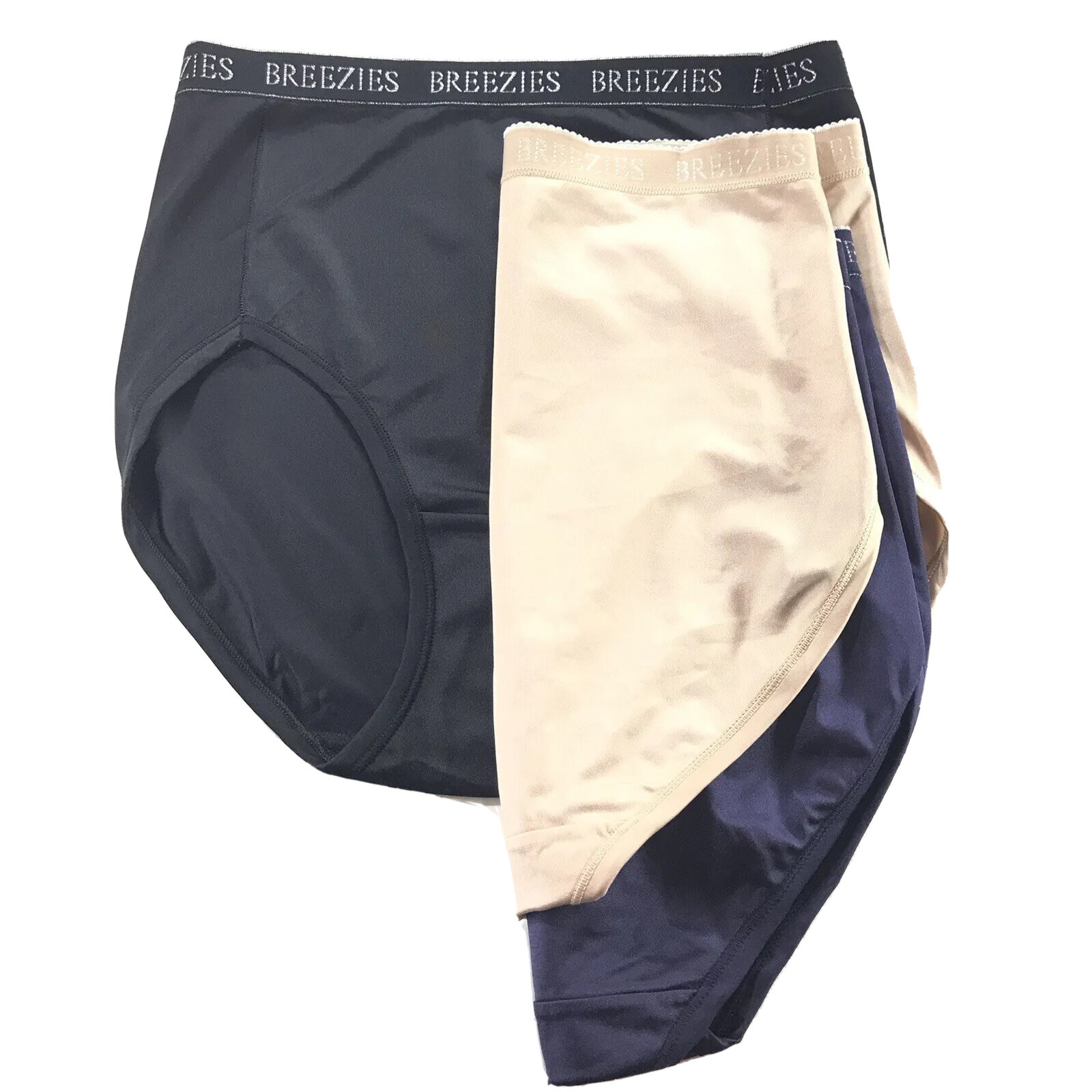 Breezies – Small – Nylon Microfiber Women’s Hi-Cut Brief-3 Pack-See Description