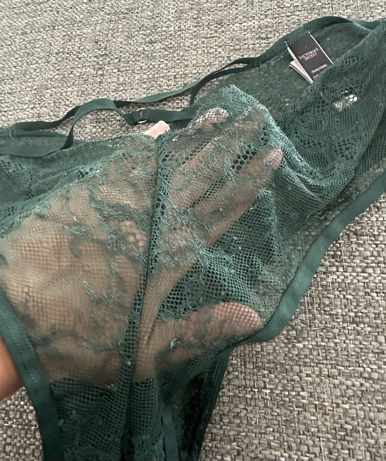 Victoria’s Secret Dark Green Lace Cheeky Panty Size XL NWT