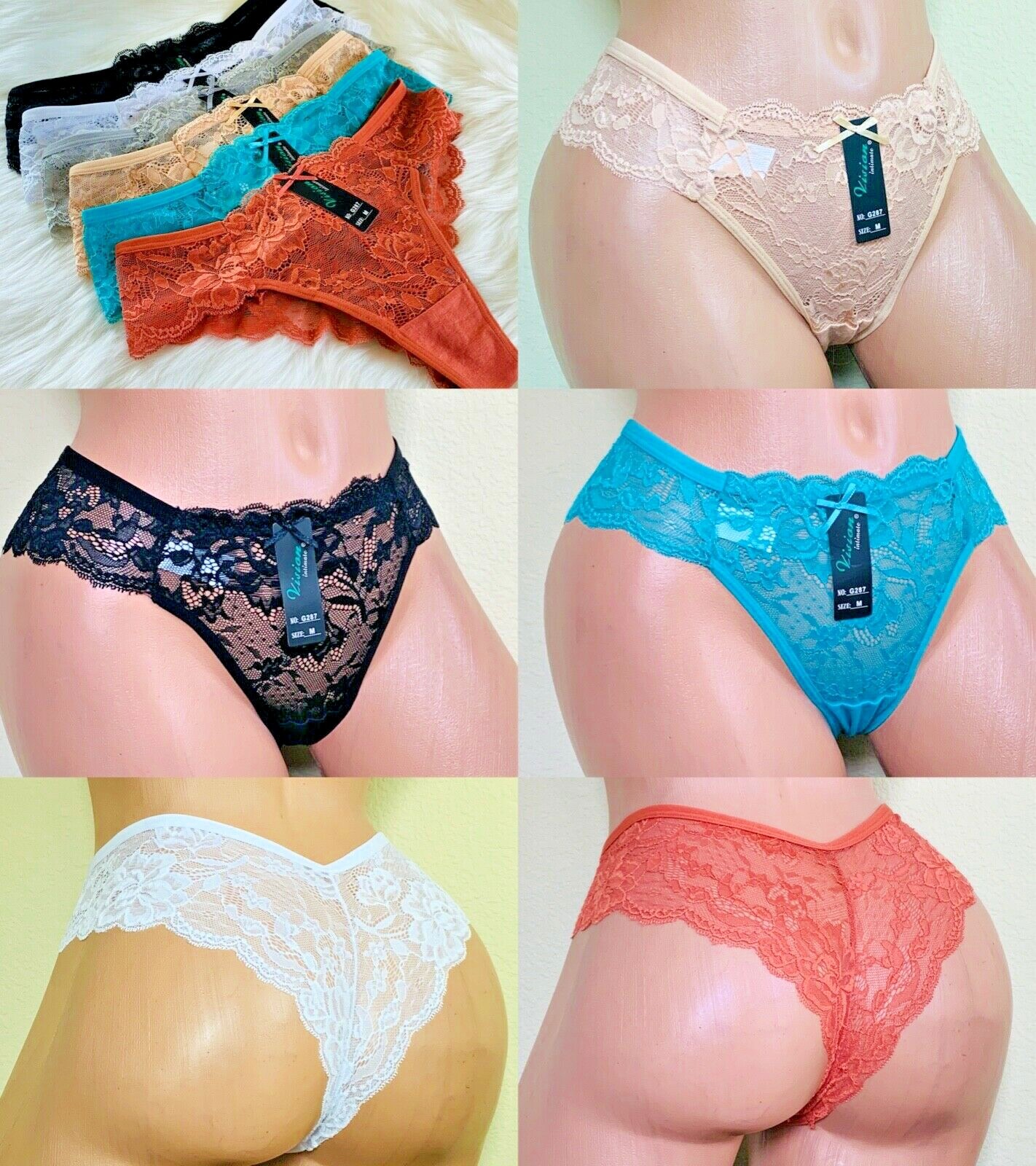 Women Thong Tangas Undies PANTIES 6 OR 12 lace sexy UNDERWEAR G-STRING G287 S-XL