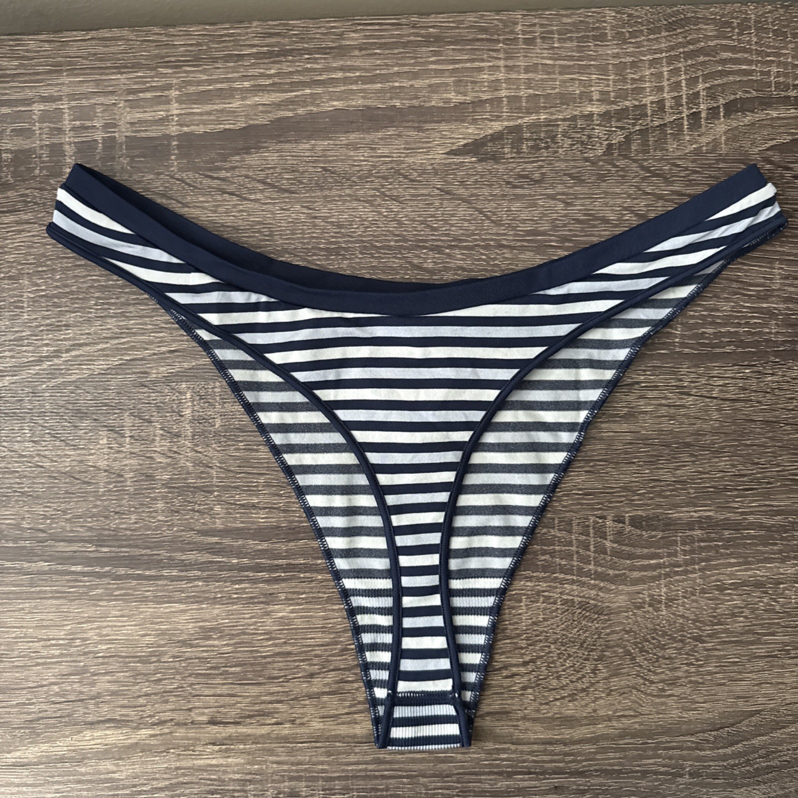 Pink By Victoria’s Secret, Medium Blue Stripe Stretch, Smooth Thong Panties