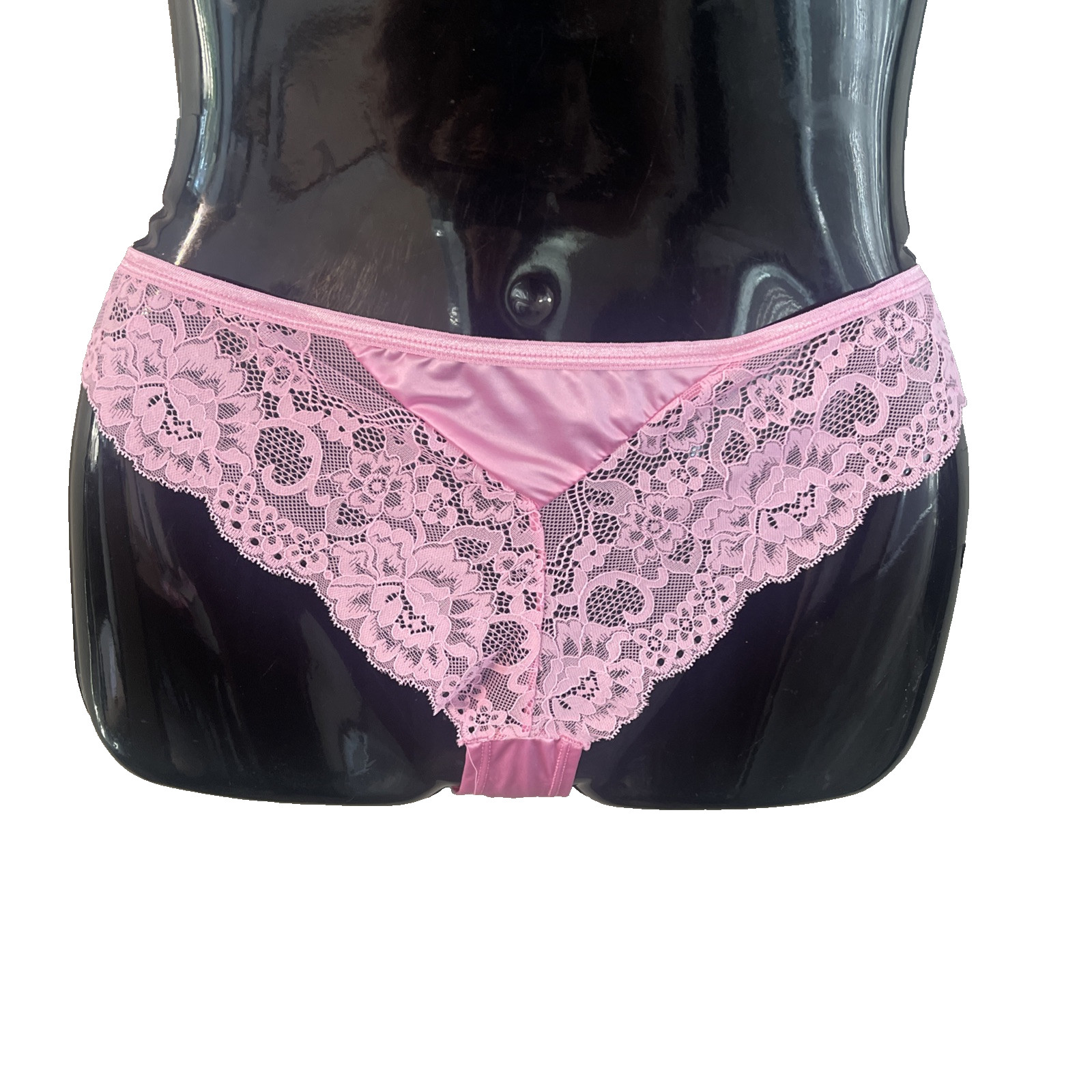 Juicy Couture Bikini Panty Pink Satin Lace Medium Sissy Whimsical Barbie Fairy