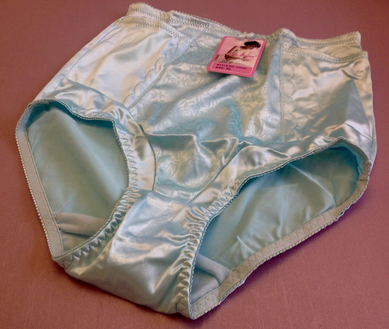 Women Panties,Briefs,Control Panties Ann Diane Size XL SeaBlue Satin W/2 Pockets
