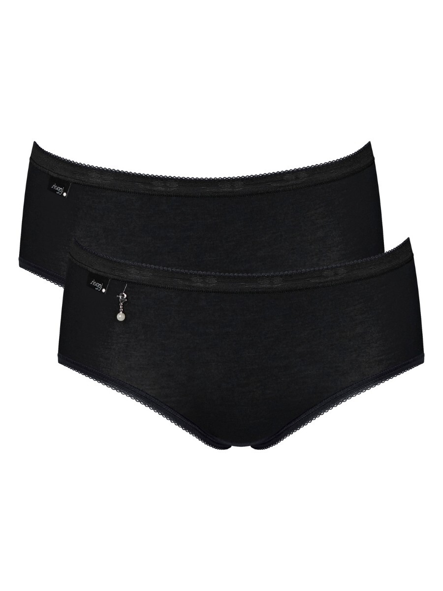 Sloggi Basic Pearl Midi Brief High Waist Knickers 2 Pack 95% Cotton 10221612