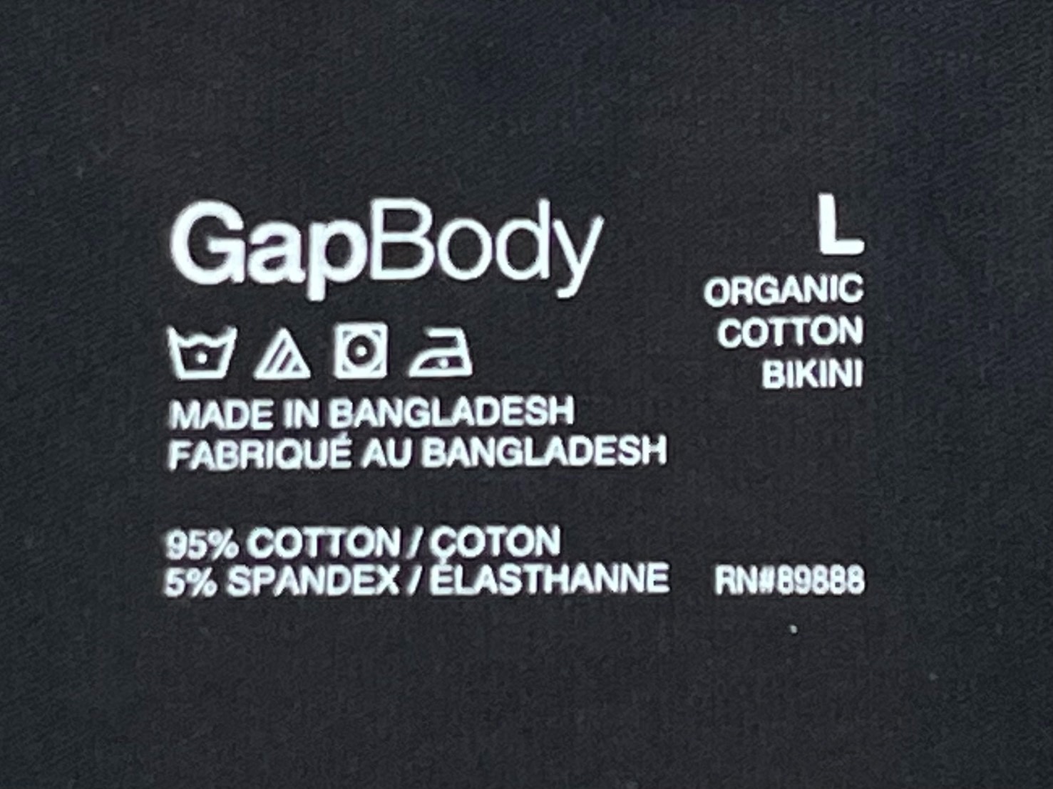 NWT GAP GapBody Women’s L Cotton Bikini Underwear GPW00274, True Black