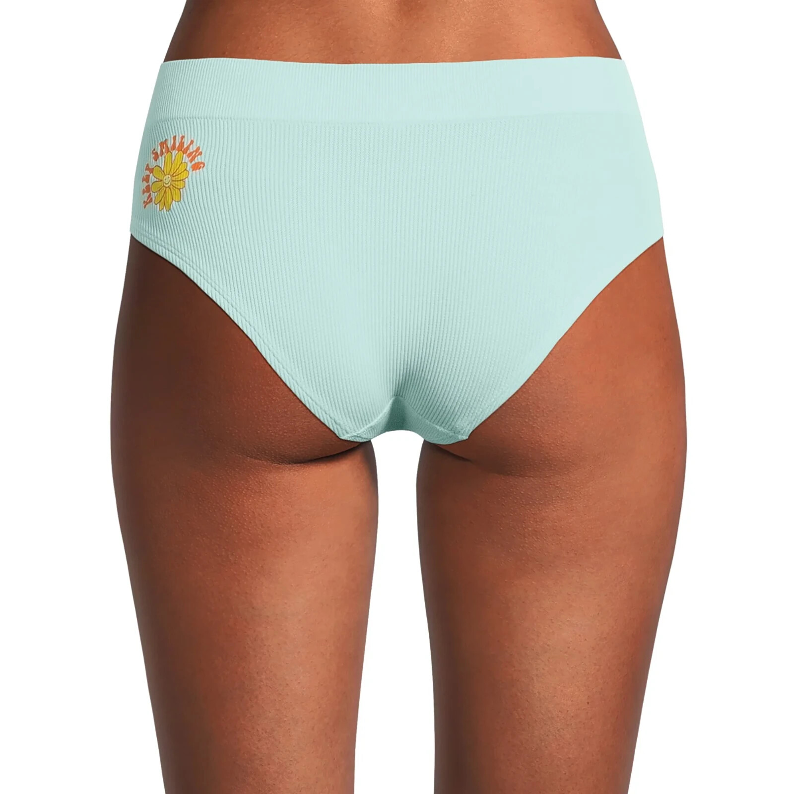 No Boundaries Women’s Seamless Hipster Panties Size LARGE Aqua Cloud Flower