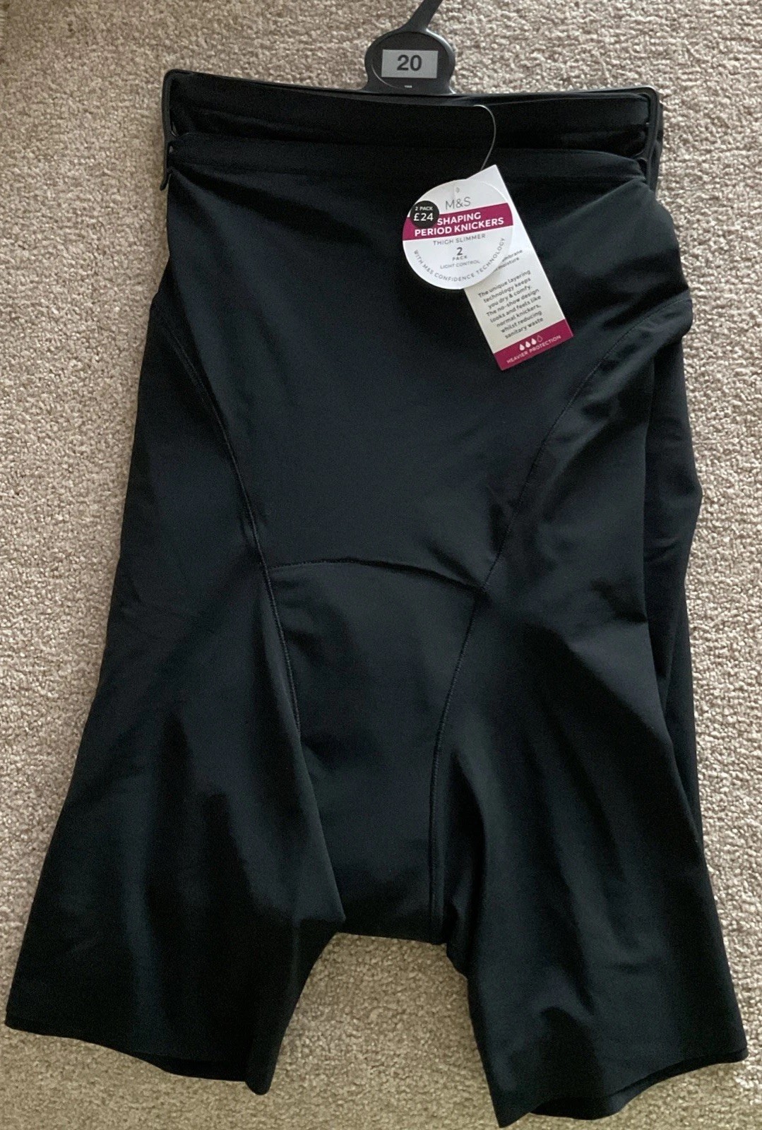 RRP £24 M&S 2 Pack Size 20 Shaping Period Thigh Slimmer Knickers Black
