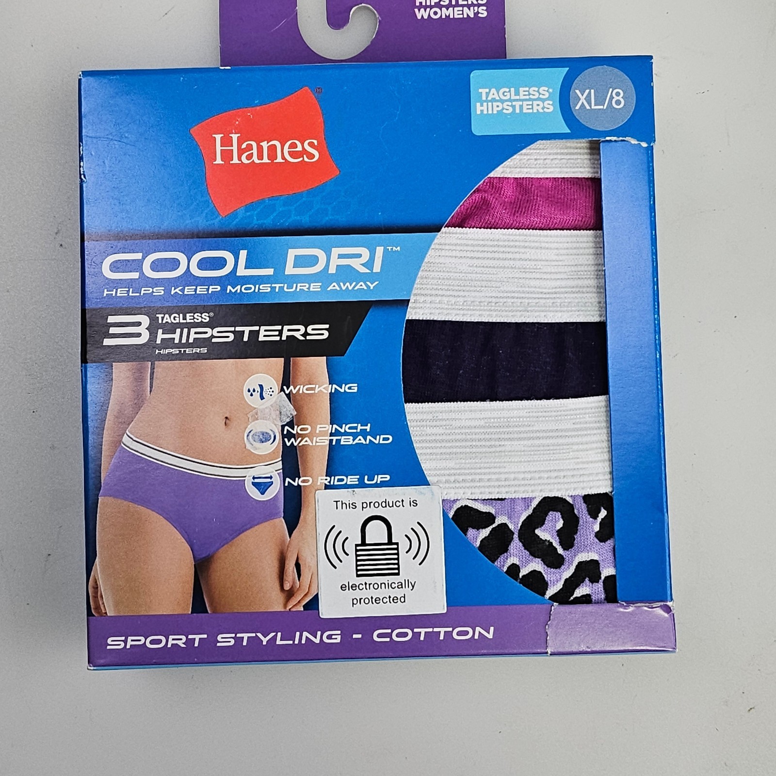 Hanes Women’s Cool Dri Hipster Panties Tagless Wicking No Ride Up 3 pair Sz XL 8