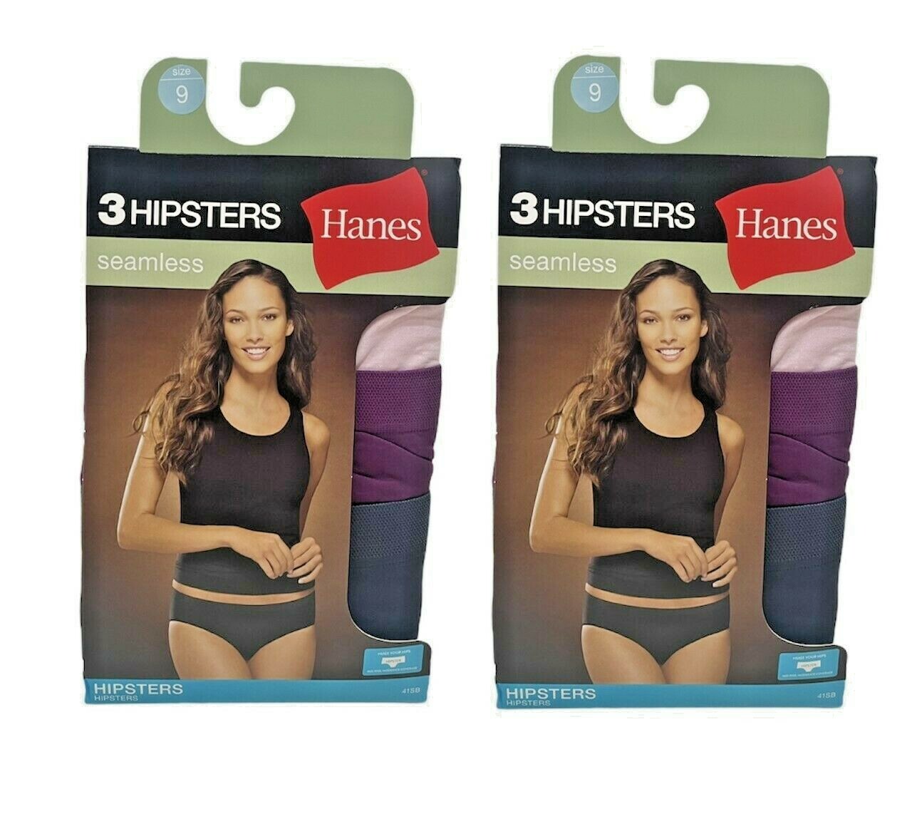 2 Packs Hanes Seamless Hipsters Size 9 No Panty Line Underwear (6 Pair Total)