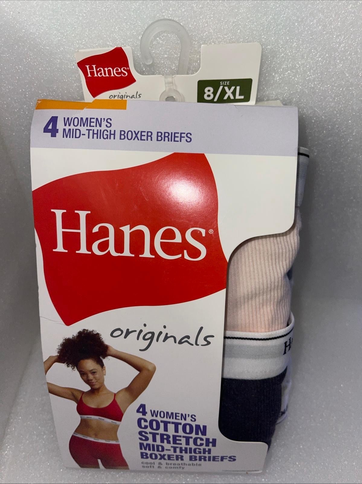 Hanes4womens Cotton Stretch Mid Thigh Boxer Briefs Size 8/XL