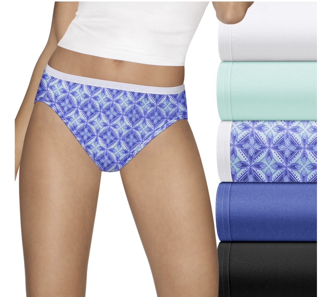 New Hanes Women’s 6 Pack Ultimate Hi Cut Panty Cotton Ultra Soft Underwear 6-Med