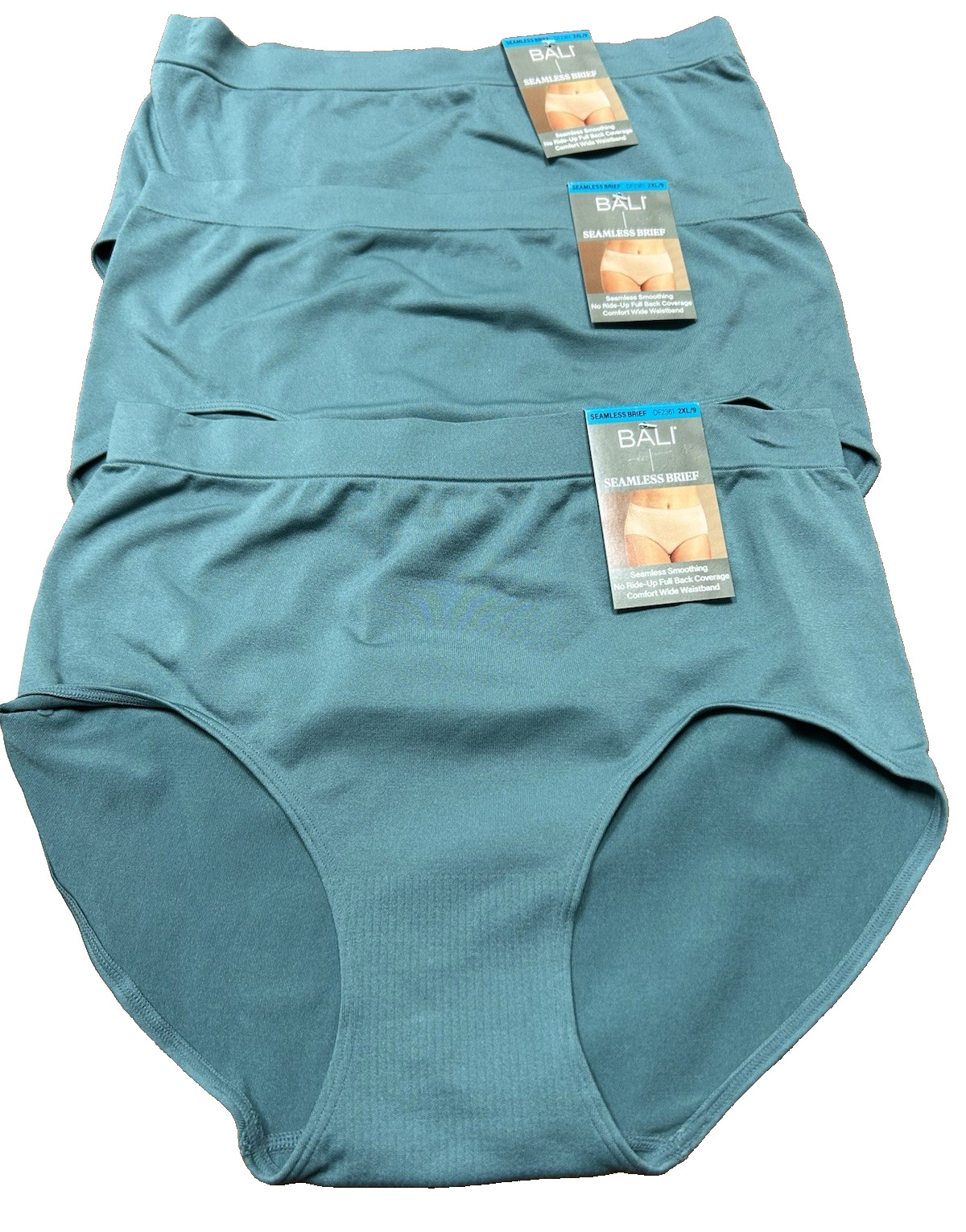NWT 3 Bali Brief Panties DF2361 One Smooth U Blueish-Green Sea Foam Size 9/2XL