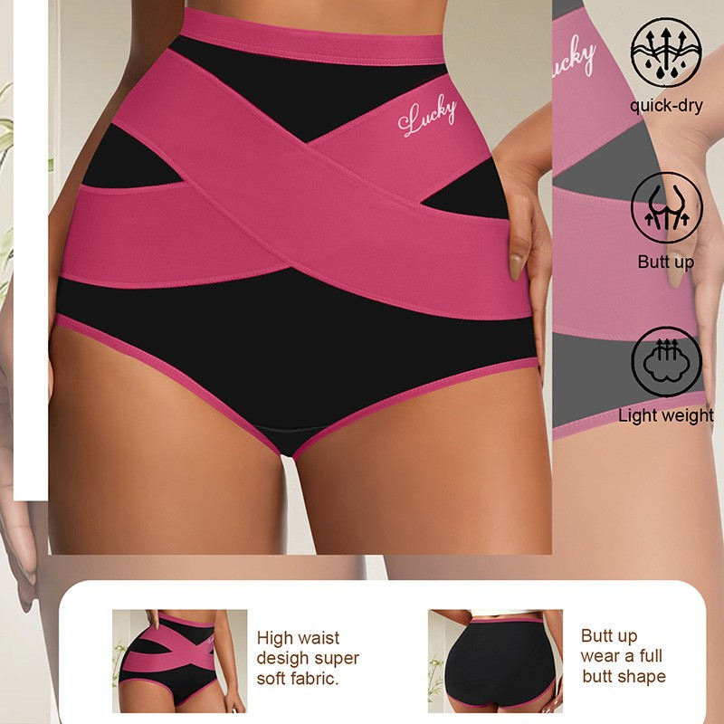 Ladies High Waist Tummy Control Panties Shaping Cross Strap Briefs Women