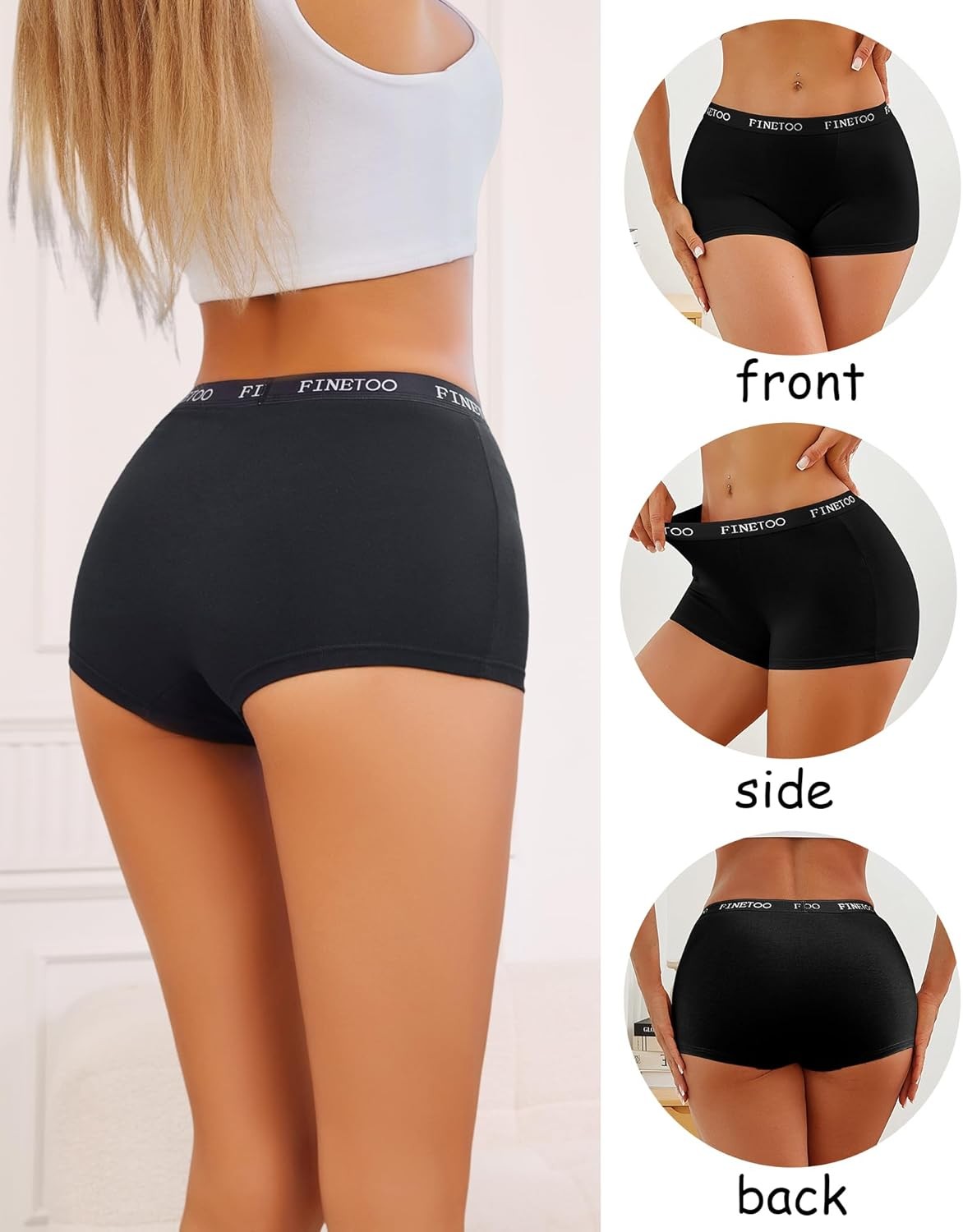 Womens Cotton Boy Shorts Underwear Full Coverage Soft Boxer Briefs High Waisted