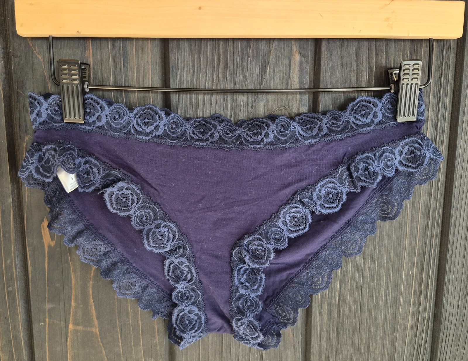 LAURA ASHLEY Bikini Hipster Panty Size M medium navy blue rose flower boho