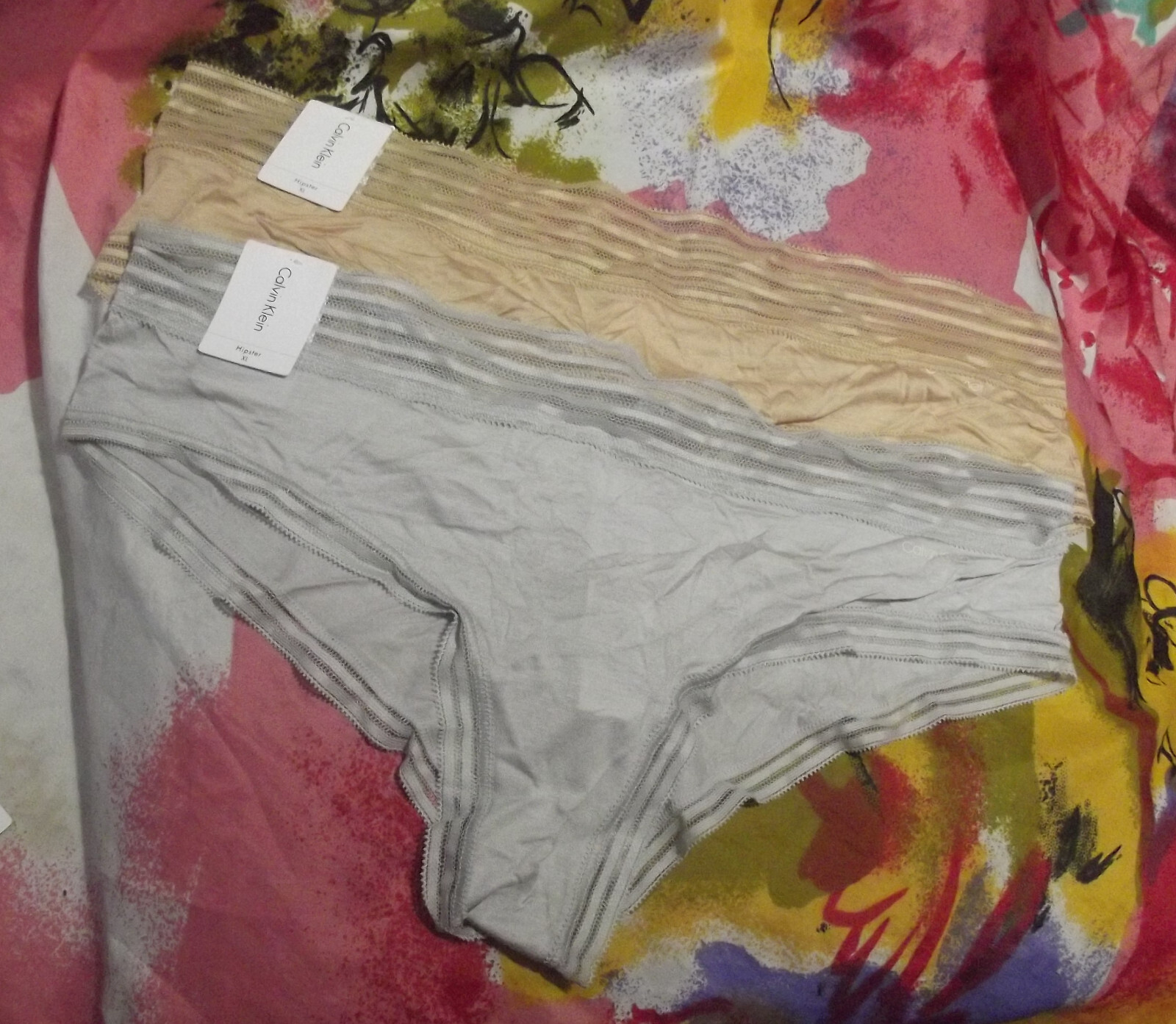 2 CALVIN KLEIN QD3672 088/265 MODAL MESH WAIST/LEG OPENINGS HIPSTER PANTIES XL