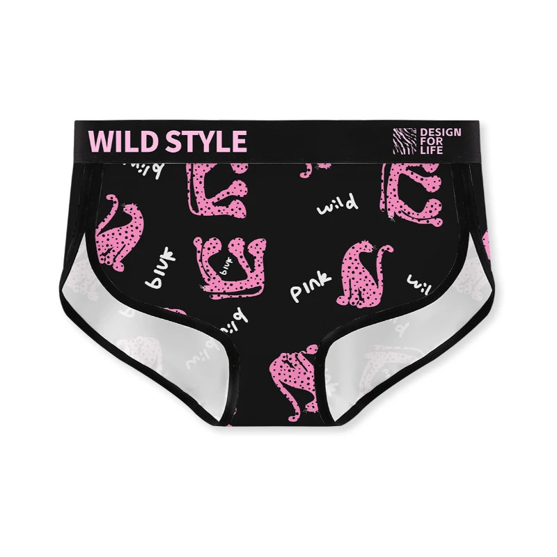 Leopard Print Brief Panties Mid Waist Breathable Soft Comfortable Underwear