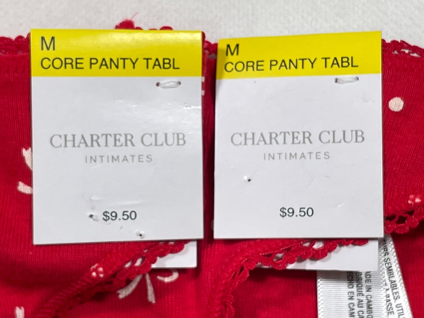NWT Charter Club Women’s M High-Cut Bikini Panties 2-Pack, Red Holiday Bow Print