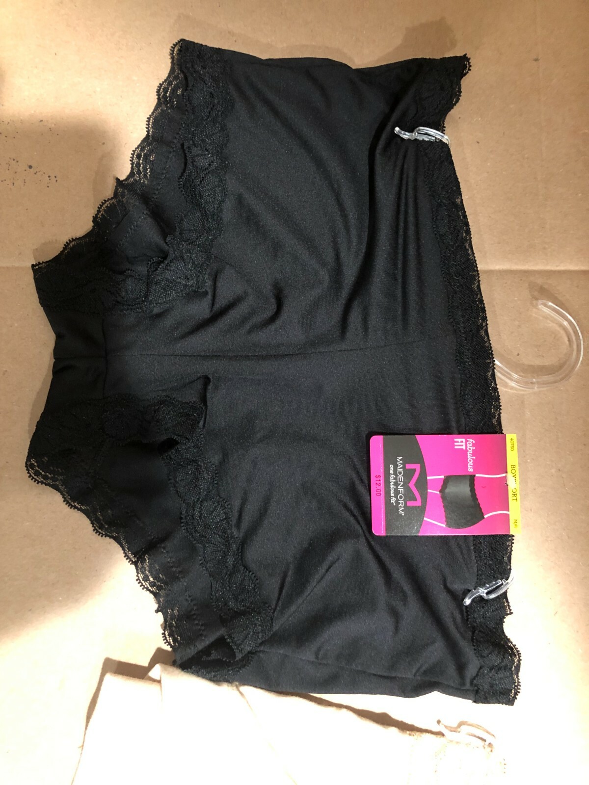 (2 Pcs) Maidenform Dream Cotton w/Lace Boyshort & Fabulious Blk w/Lace Size M