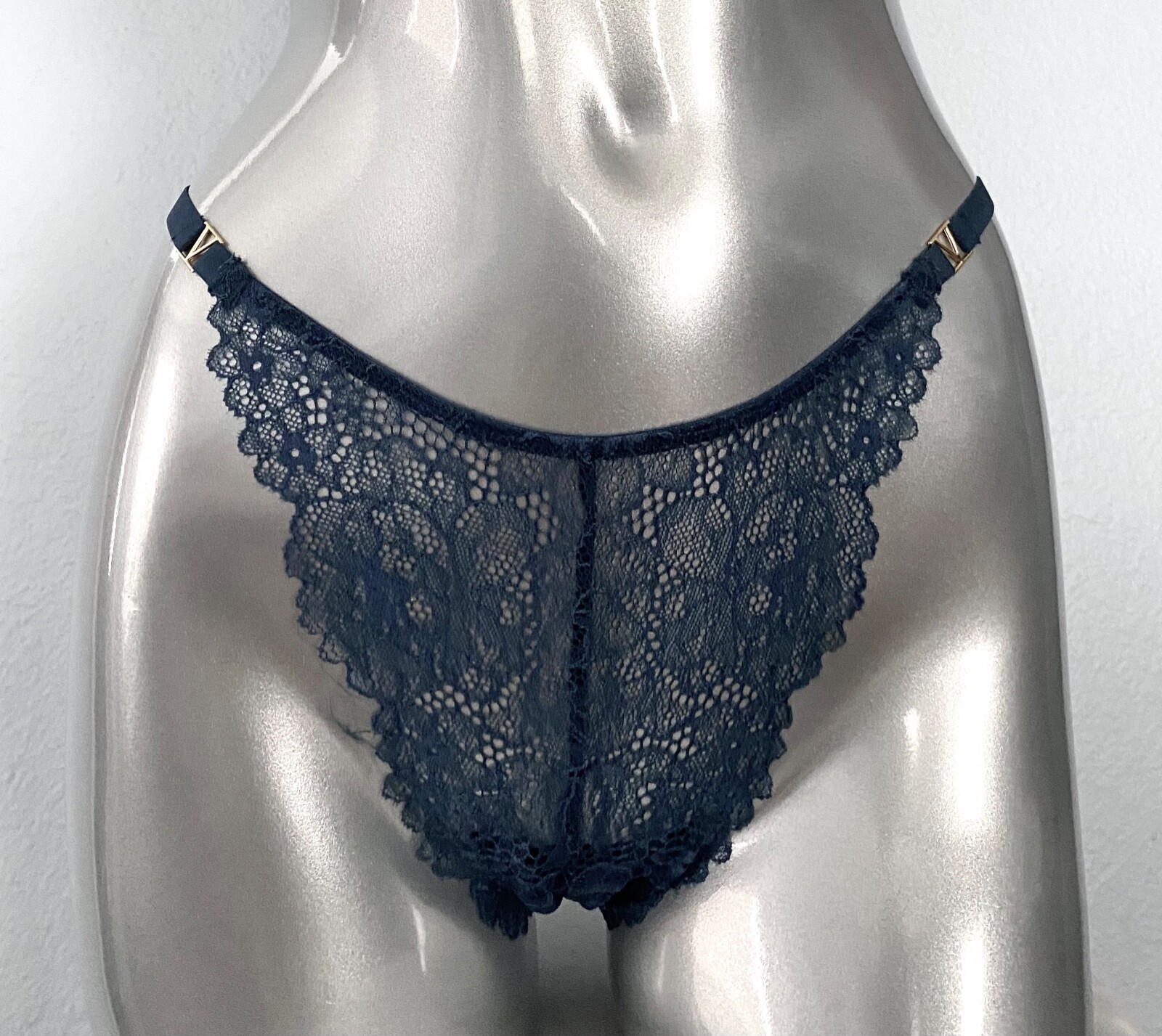 Victoria’s Secret Brazilian String Panty Midnight Sea Blue Gold V M L XL