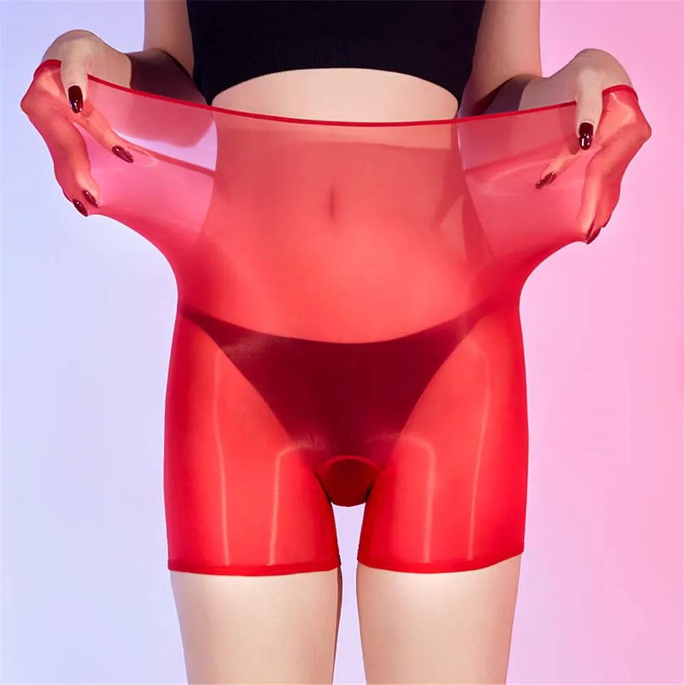 Oil Glossy Shiny High Waist Brief 6D Nylon Smooth Boxers Shorts Bottom Underwear