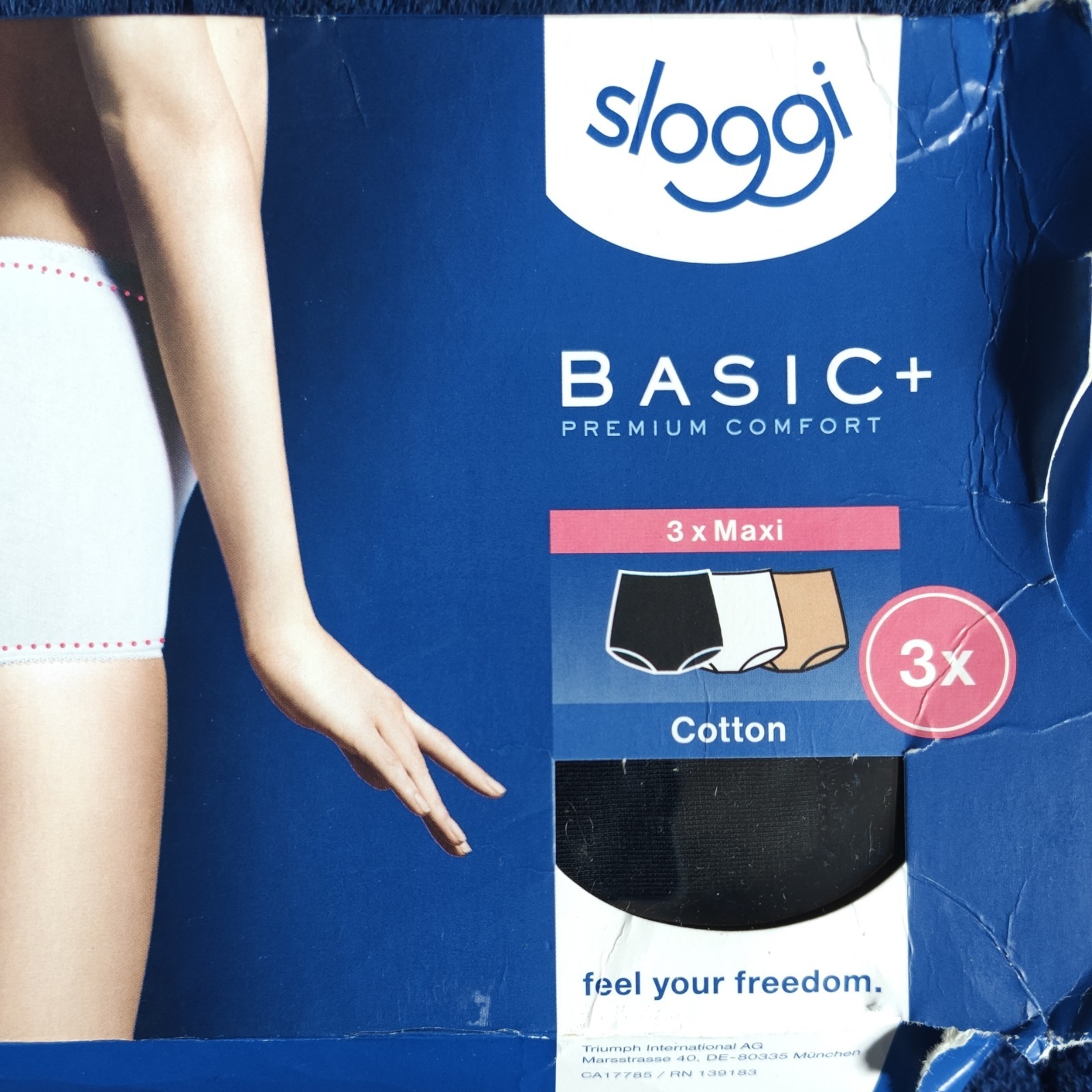Sloggi Basic+ Maxi Briefs, Size UK 10 in Black, White & Biege 3 pack