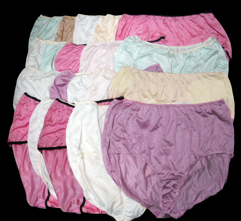 20 pairs NAME BRAND asst colors NYLON Plus Size BRIEF Panties Sz-12 Unisex Panty