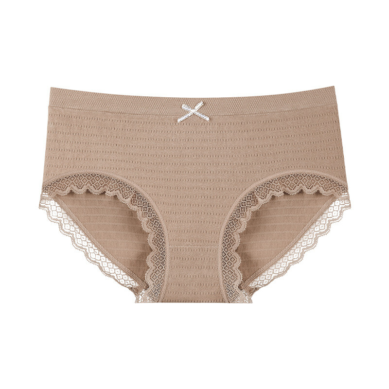 Women’s Solid Color Breathable Graphene Skin-Friendly Seamless Mid Waist Panties