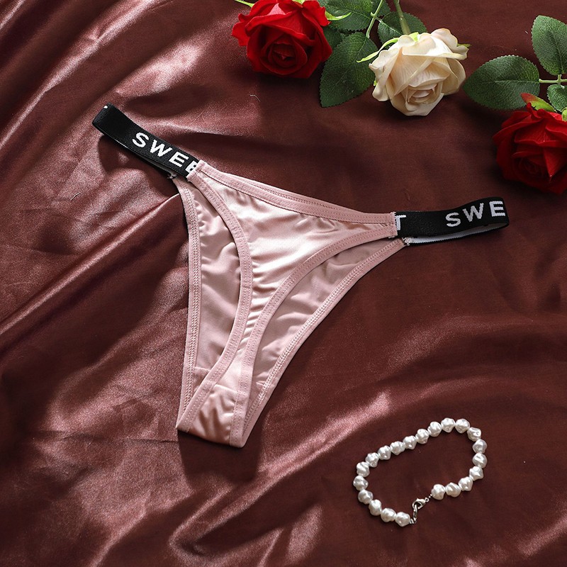 6PCS/LOT Ladies Womens Sexy Satin Thong Panties Underwear Bikinis Lingerie Brief