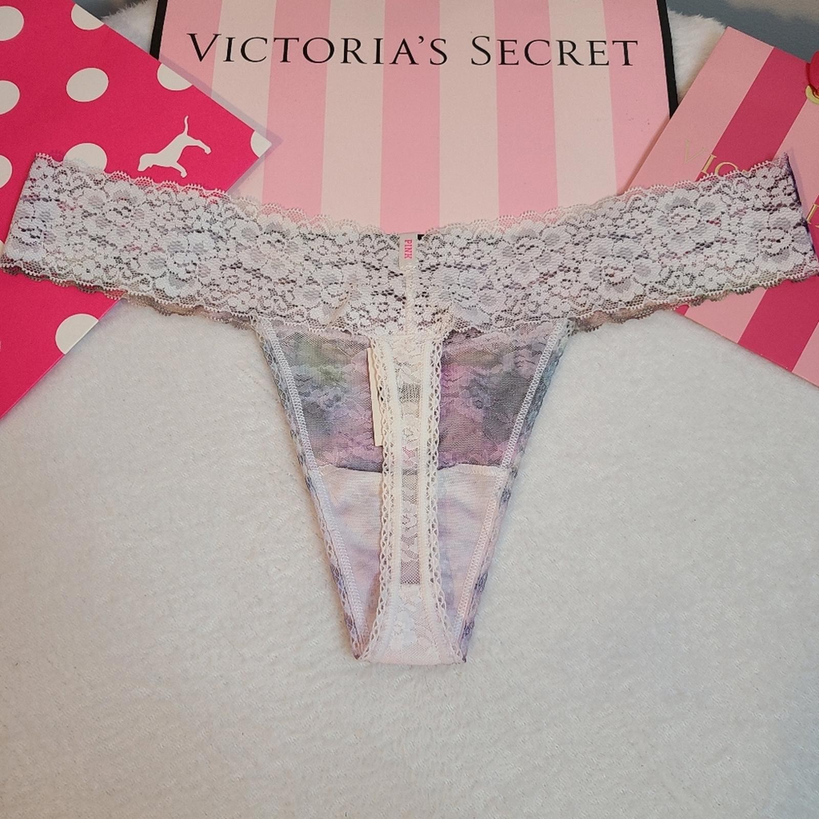 Y2K VS PINK Tiger Dye Lace Extra Low Rise Thong Panty Size Lg