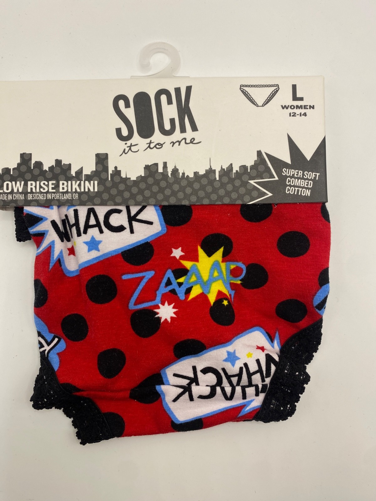 Sock It To Me Women’s Large Low Rise Bikini Underwear Comic Book Super Soft