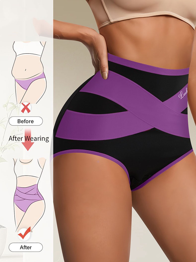 Ladies High Waist Tummy Control Panties Shaping Cross Strap Briefs Women