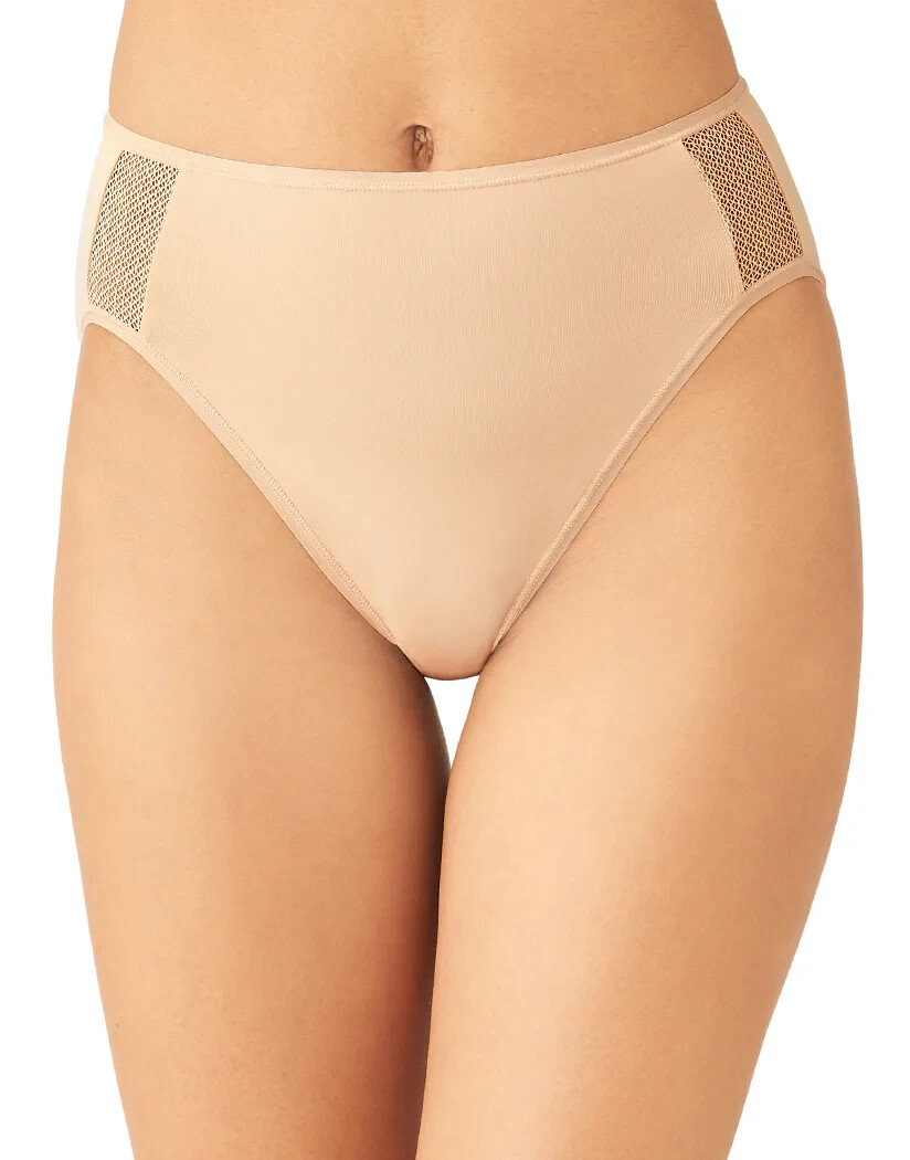 Wacoal Womens Beige Mesh Details Cooling Hi Cut Briefs L33124 Size XL