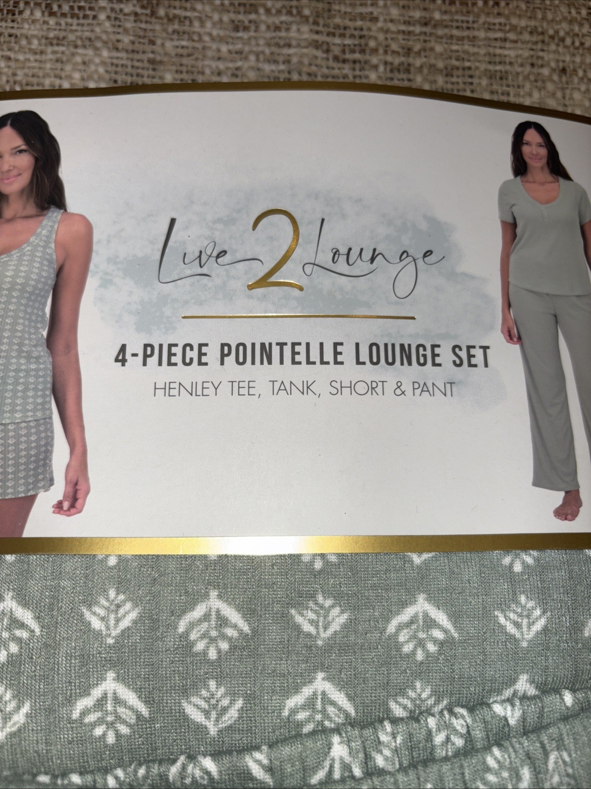 Live 2 Lounge Women’s 4 Piece Pointelle Lounge Wear Pajama Set, Green, X-Large