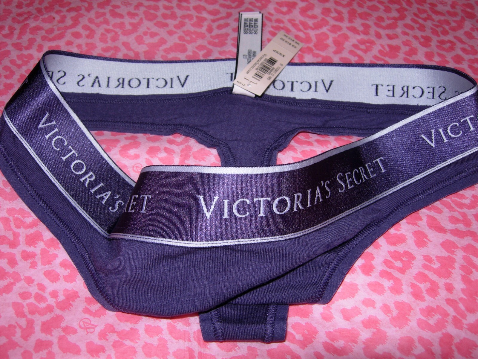 Victoria’s Secret Sexy Logo Band Lingerie Thong Purple Valiant Pantie M NWT