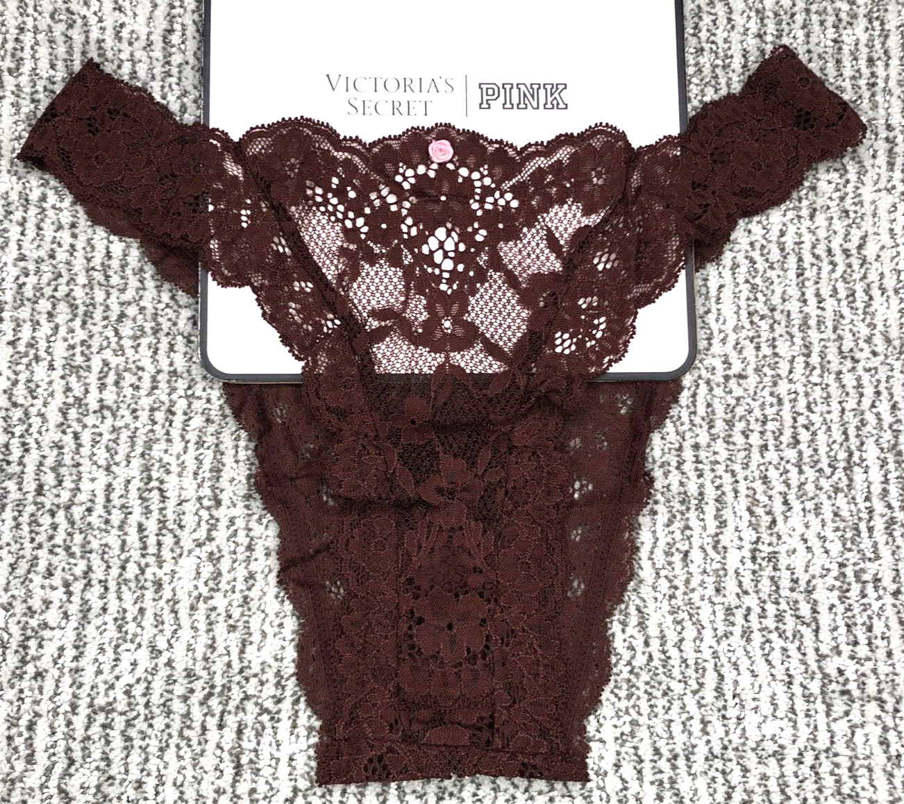 Victoria’s Secret Dream Angels NWT Large Burgundy Lace Brazilian Cheeky Panty