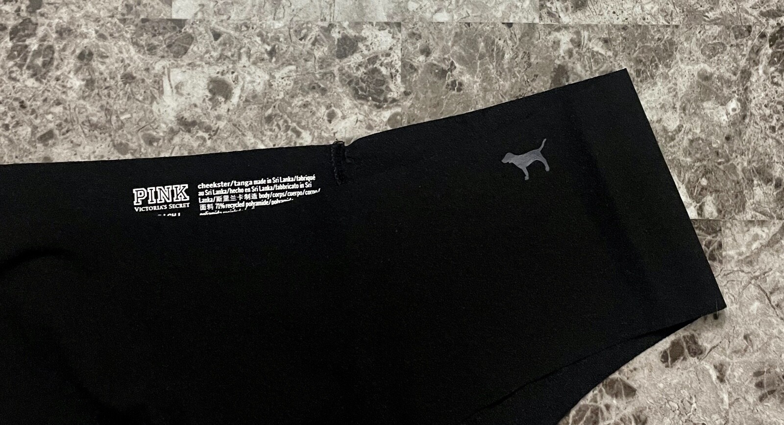 NWOT VICTORIA’S SECRET PINK BLACK GRAY DOG RAW EDGE NO SHOW CHEEKSTER PANTIES