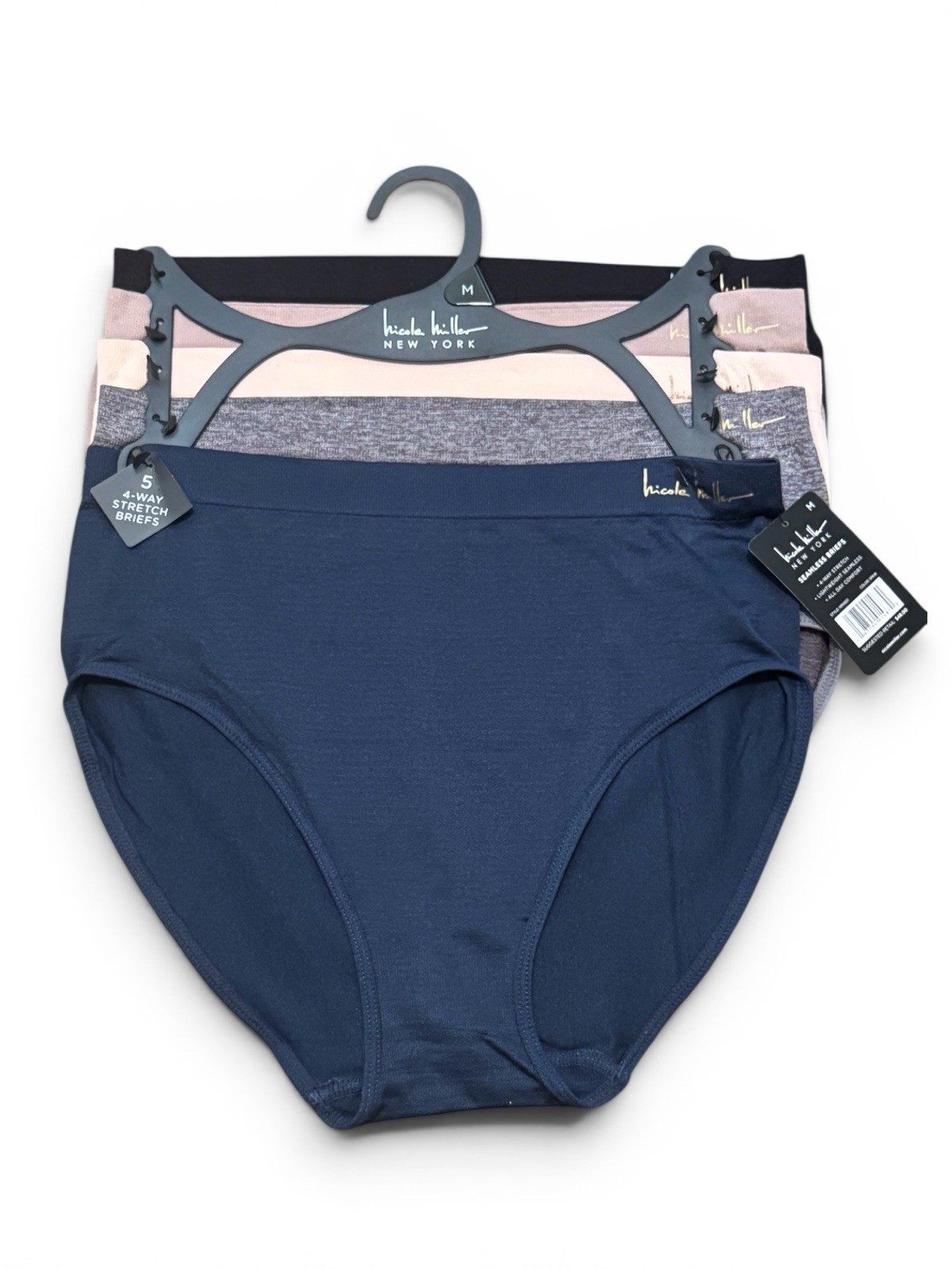 Nicole Miller Size M Medium 5-Pack Seamless Briefs Panties 4-Way Stretch NM4651